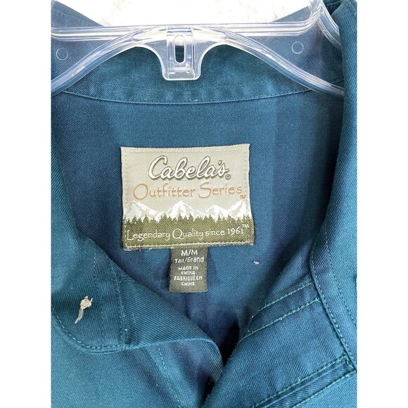 Cabela Shirt Mens Sz M Dark Green Button Up Long Sleeve 100% Cotton Outdoors - Picture 10 of 10